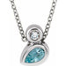 Ladies 5x3 mm Pear Natural Aquamarine Natural Diamond Necklace (I1, G-H) — Sterling Silver