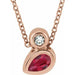 Ladies 5x3 mm Pear Natural Ruby Natural Diamond Necklace (I1, G-H) — 14K Rose Gold