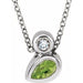 Ladies 5x3 mm Pear Natural Peridot Natural Diamond Necklace (Si2-Si3, G-H) — Platinum