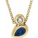 Ladies 5x3 mm Pear Natural Blue Sapphire Natural Diamond Necklace (I1, G-H) — 14K Yellow Gold