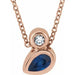 Ladies 5x3 mm Pear Natural Blue Sapphire Natural Diamond Necklace (I1, G-H) — 14K Rose Gold
