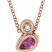 Ladies 5x3 mm Pear Natural Pink Tourmaline Diamond Necklace (I1, G-H) — 14K Rose Gold