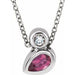 Ladies 5x3 mm Pear Natural Pink Tourmaline Diamond Necklace (I1, G-H) — Sterling Silver