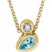 Ladies 5x3 mm Pear Natural Blue Zircon Natural Diamond Necklace (I1, G-H) — 14K Yellow Gold