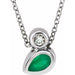 Ladies 5x3 mm Pear Natural Emerald Natural Diamond Necklace (Si2-Si3, G-H) — Platinum