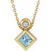 Ladies 5x3 mm Pear Natural Aquamarine Natural Diamond Necklace (I1, G-H) — 14K Yellow Gold