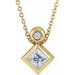 Ladies 5x3 mm Pear Natural White Sapphire Natural Diamond Necklace (I1, G-H) — 14K Yellow Gold