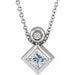 Ladies 5x3 mm Pear Natural White Sapphire Natural Diamond Necklace (I1, G-H) — Sterling Silver