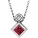 Ladies 5x3 mm Pear Natural Ruby Natural Diamond Necklace (I1, G-H) — 14K White Gold