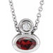 Ladies 4x4 mm Square Natural Mozambique Garnet Natural Diamond Necklace (I1, G-H) — Sterling Silver