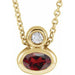 Ladies 4x4 mm Square Natural Mozambique Garnet Natural Diamond Necklace (I1, G-H) — 14K Yellow Gold