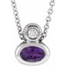 Ladies 5x3 mm Pear Natural Amethyst Natural Diamond Necklace (I1, G-H) — Sterling Silver