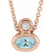 Ladies 5x3 mm Pear Natural Aquamarine Natural Diamond Necklace (I1, G-H) — 14K Rose Gold