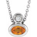 Ladies 5x3 mm Oval Natural Citrine Natural Diamond Necklace (I1, G-H) — 14K White Gold