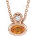 Ladies 5x3 mm Oval Natural Citrine Natural Diamond Necklace (I1, G-H) — 14K Rose Gold
