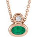 Ladies 5x3 mm Pear Natural Emerald Natural Diamond Necklace (I1, G-H) — 14K Rose Gold