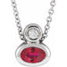 Ladies 5x3 mm Pear Natural Ruby Natural Diamond Necklace (I1, G-H) — Sterling Silver