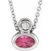 Ladies 5x3 mm Oval Natural Pink Tourmaline Natural Diamond Necklace (Si2-Si3, G-H) — Platinum