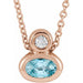 Ladies 5x3 mm Pear Natural Blue Zircon Natural Diamond Necklace (I1, G-H) — 14K Rose Gold