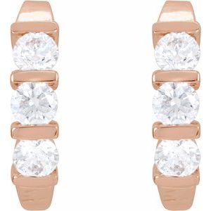 Lab-Grown Diamond Three-Stone J-Hoop Earrings