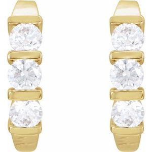 Lab-Grown Diamond Three-Stone J-Hoop Earrings