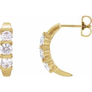 Ladies Natural Diamond J-Hoop Earrings (I1, G-H) — 14K Yellow Gold