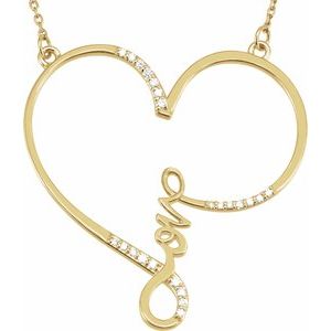 Ladies Natural Diamond Infinity-Inspired Love Heart Necklace (I1, G-H) — 14K Yellow Gold