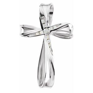 Ladies Natural Diamond Cross Pendant (Si1, G-H) — 14K White Gold
