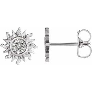 Ladies Natural Diamond Sun Earrings — Platinum