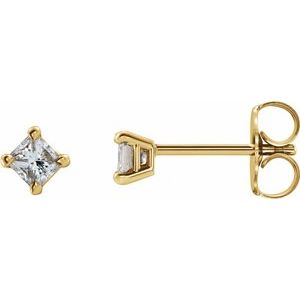 Ladies Natural Diamond Earrings — 14K Yellow Gold