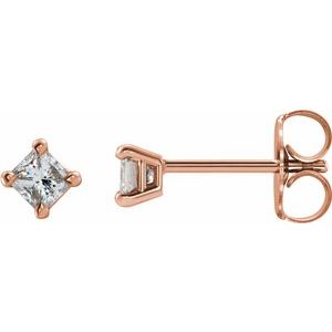 Ladies Natural Diamond Earrings — 14K Rose Gold