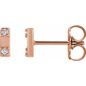 Ladies Natural Diamond Two-Stone Bar Earrings — 14K Rose Gold
