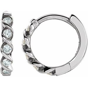 Ladies Natural Diamond 9 mm Hoop Earrings (I1, H+) — Sterling Silver