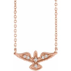 Ladies Natural Diamond Petite Holy Spirit Necklace (I1, G-H) — 14K Rose Gold