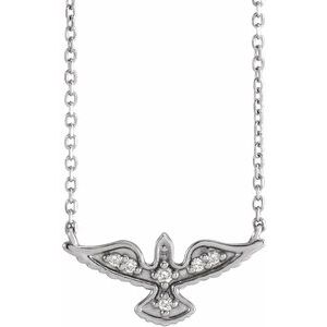 Ladies Natural Diamond Petite Holy Spirit Necklace (I1, G-H) — Sterling Silver
