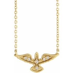 Ladies Natural Diamond Petite Holy Spirit Necklace (I1, G-H) — 14K Yellow Gold