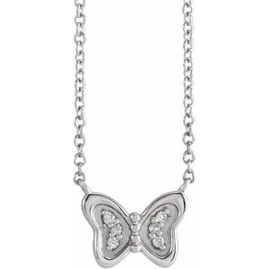 Ladies Natural Diamond Butterfly Necklace (I1, G-H) — Sterling Silver