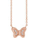 Ladies Natural Diamond Butterfly Necklace (I1, G-H) — 14K Rose Gold