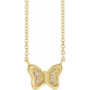 Ladies Natural Diamond Butterfly Necklace (I1, G-H) — 14K Yellow Gold