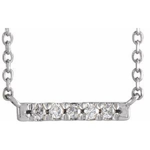 Ladies Natural Diamond French-Set Bar Necklace (Si2-Si3, G-H) — Platinum