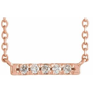 Ladies Natural Diamond French-Set Bar Necklace (I1, G-H) — 14K Rose Gold