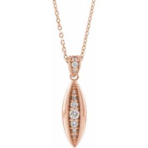 Ladies Natural Diamond Beaded Necklace (I1, G-H) — 14K Rose Gold