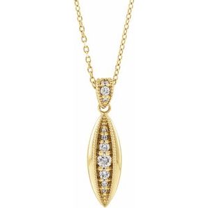 Ladies Natural Diamond Beaded Necklace (I1, G-H) — 14K Yellow Gold