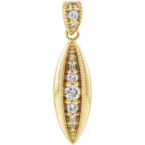 Ladies Natural Diamond Beaded Pendant — 14K Yellow Gold