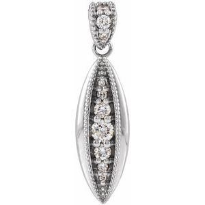 Ladies Natural Diamond Beaded Pendant — 14K White Gold