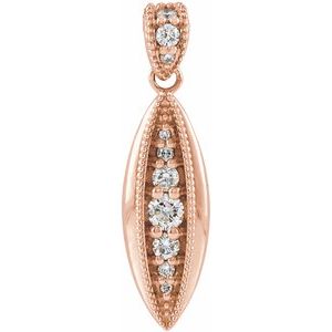 Ladies Natural Diamond Beaded Pendant — 14K Rose Gold