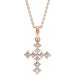 Ladies Natural Diamond Cross Necklace (I1, G-H) — 14K Rose Gold