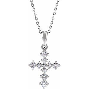 Ladies Natural Diamond Cross Necklace (I1, G-H) — Sterling Silver
