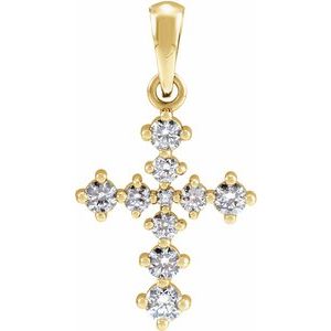 Ladies Natural Diamond Cross Pendant (I1, G-H) — 14K Yellow Gold