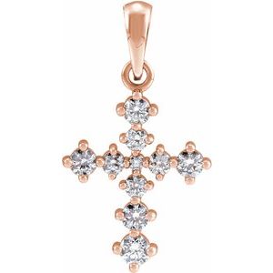 Ladies Natural Diamond Cross Pendant (I1, G-H) — 14K Rose Gold